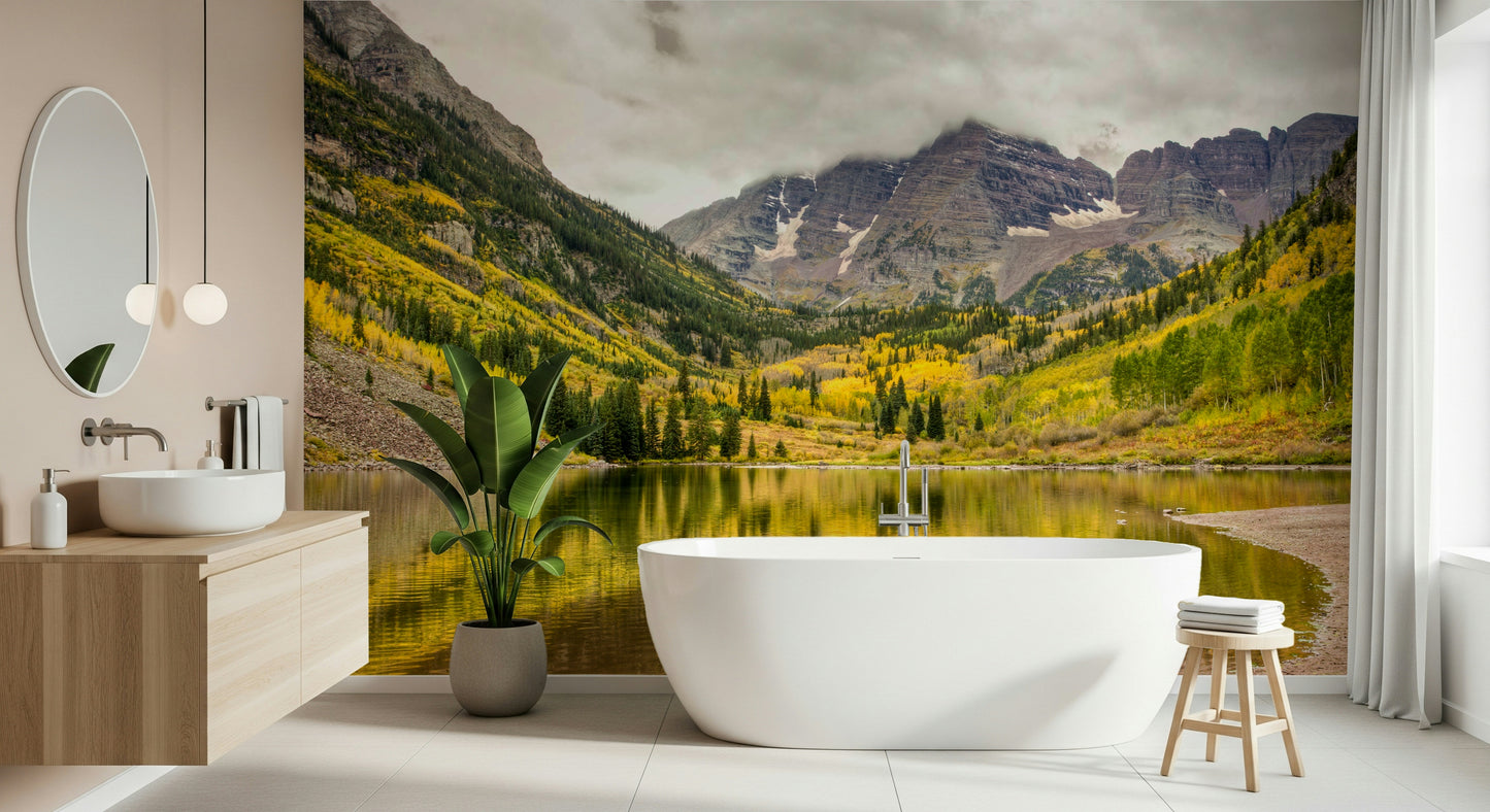 Autumn's Palette: A Mountain Lake Wall Mural