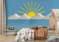 Dreamy cloud and sky mural for a calming, serene environment

