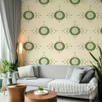 Bold floral motifs in olive and cream for a modern, earthy feel

