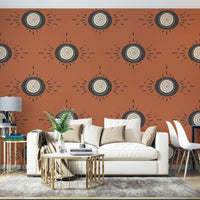 Scandinavian mid-mod floral design in terracotta and light charcoal

