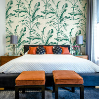 Lush Botanical Stamp Wall Mural with vibrant greenery and details

