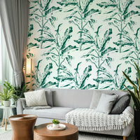 Lush Botanical Stamp Mural adding a serene, natural vibe to your space

