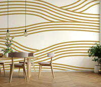 Warm, sandy wall mural creating a beach-inspired atmosphere.


