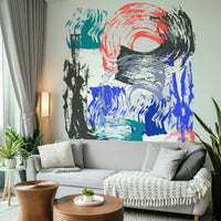Artistic wall mural with vibrant brushstrokes for a lively space

