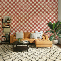 Striking red gingham design for cozy, holiday-inspired rooms

