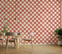 Festive red gingham wallpaper perfect for creating a cozy ambiance

