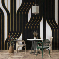 Clean, elegant black and white line mural for feature walls

