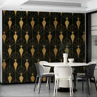Bold black and gold geometric mural for elegant home decor

