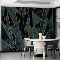 Nordic-inspired icy mural with cool, serene blue tones

