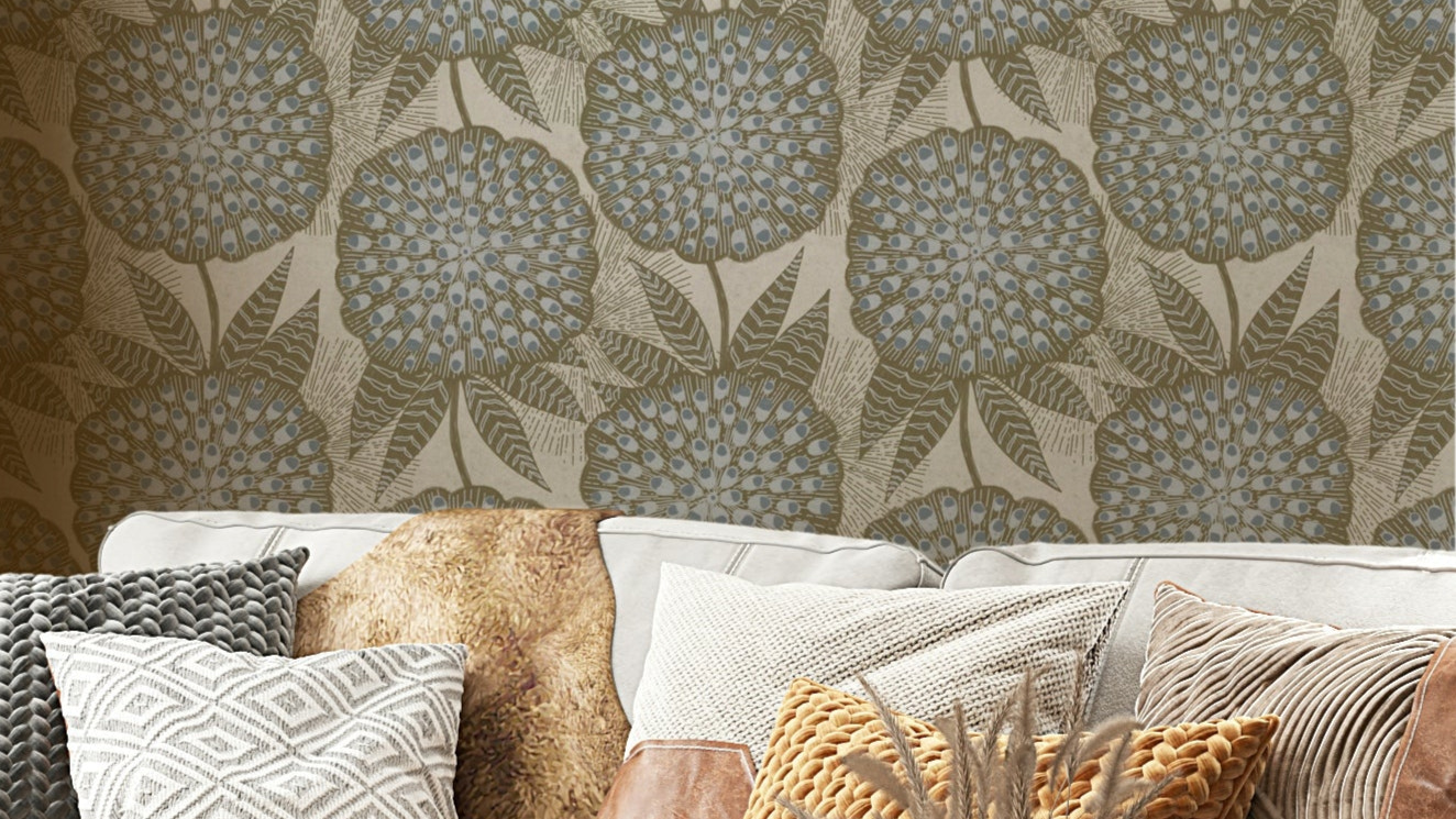 Elegant Intangible Marigold Wallpaper with subtle flower details

