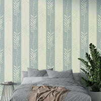 Detailed vertical foliage wallpaper creating a soothing ambiance

