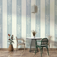 Vertical foliage wallpaper creating a lively, fresh atmosphere

