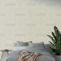 Luxurious dragonfly wallpaper in geometric Art Deco style

