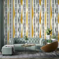 Modern abstract wallpaper with intersecting stripes and curves

