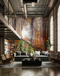 Fall-inspired wall mural capturing the beauty of autumn leaves

