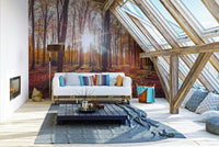 Fall-themed wall mural with rich, radiant autumn colors

