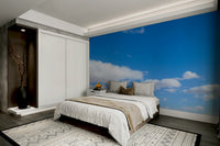 Calm and cool tones of blue in the Infinite Blue wall mural

