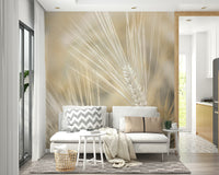 Close-up of fine wheat stalks in soft hues for wall mural


