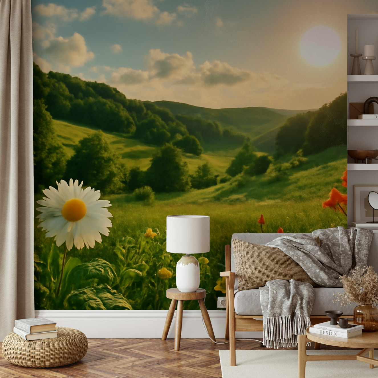 Golden Hour Bloom mural wallpaper
