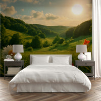 Nature-inspired floral mural wallpaper
