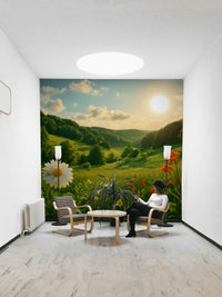 Golden light floral wall design
