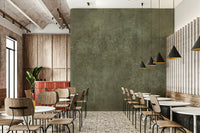 Muted green wallpaper with depth
