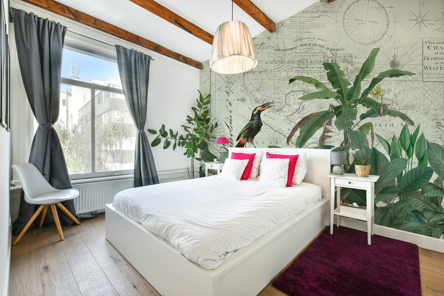 Historic map design with tropical forest overlay
