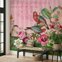 Wall mural with jungle foliage and cockatoos

