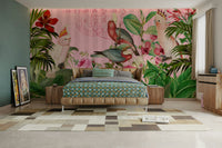 Cockatoos Lush Exotic Flower Paradise Wall Mural

