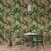 Safari animals wallpaper beige tone

