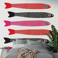 Vintage inspired fish wall mural
