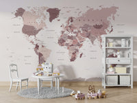 Contemporary world map wall design

