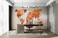 Burnt orange geographic wall mural

