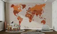 Warm tone world map wallpaper

