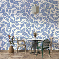 Blue floral wallpaper pattern

