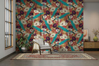 Classic gold wallpaper with bird details

