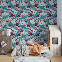 Decorative blue peacock wall design

