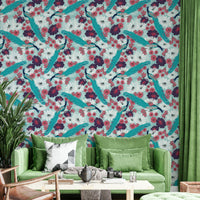 Statement wall mural with bird artwork

