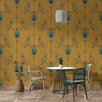 Regal gold feather mural for walls

