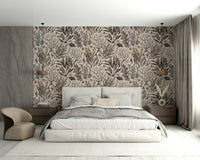 Underwater foliage wall mural in soft tones
