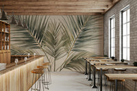 Bold green palm mural wallpaper for walls


