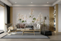 Light flower wallpaper for living room

