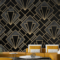 Modern black and grey mosaic wall mural

