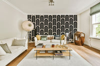 Black & White Art Deco Arches Wall Mural

