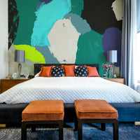 Artistic yellow wall mural in smooth tones