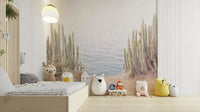 Coastal cactus design wall mural

