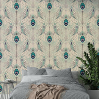 Feather motif wallpaper with a luxurious touch

