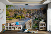 Tranquil village street mural for homes


