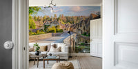 Peaceful countryside mural for cozy interiors

