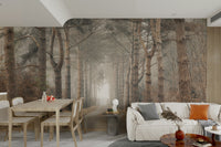 Tall trees and path mural

